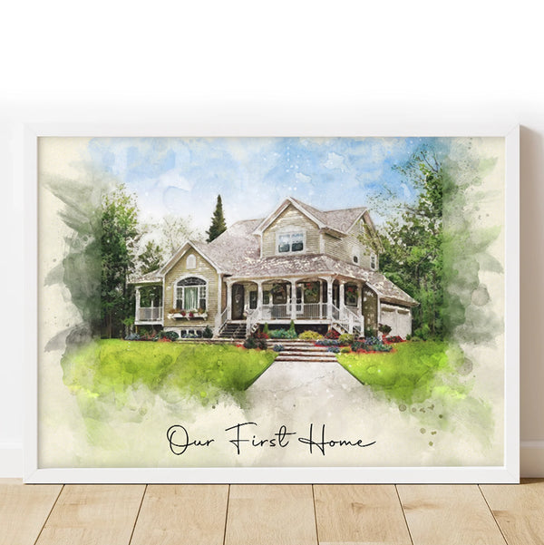 Custom Watercolor Home Portrait