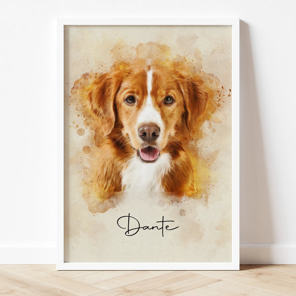 Digital Custom Watercolor Pet Portrait